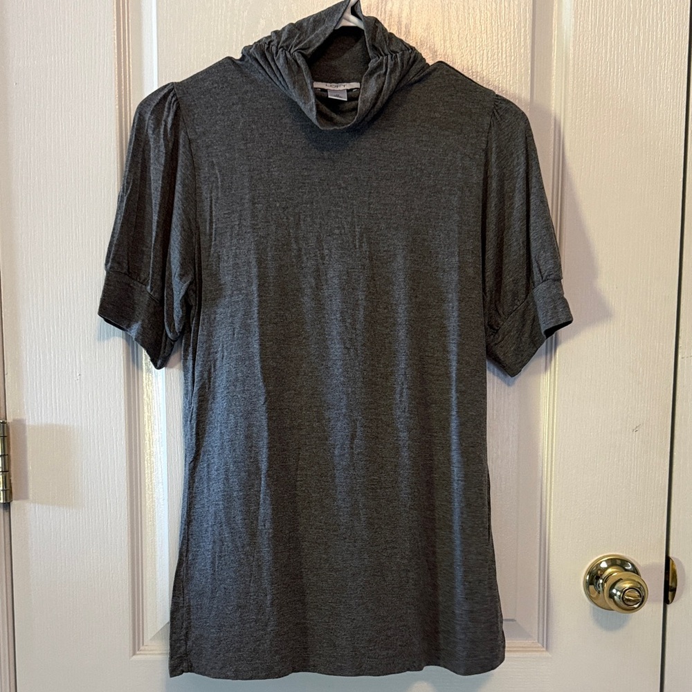 LOFT Charcoal Cowl Neck Top
